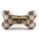 Tan Checker Chewy Vuiton Bones Squeaker Dog Toy