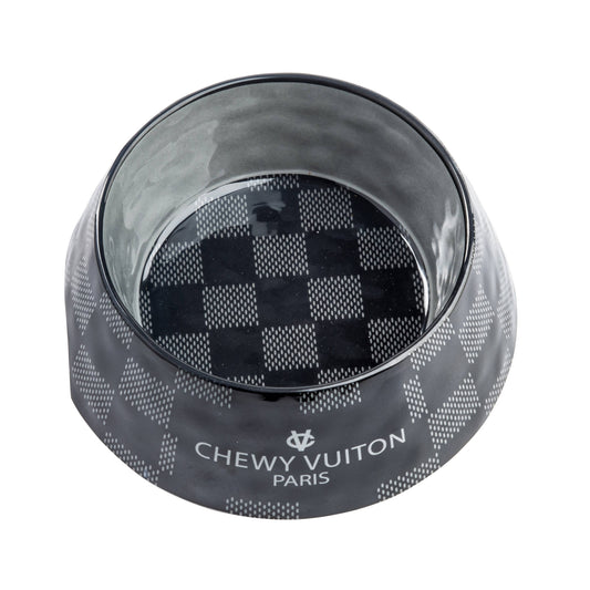 Black Checker Chewy Vuiton Bowl