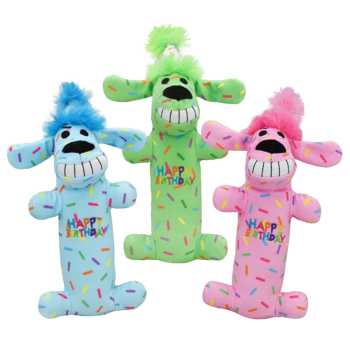 Multipet Birthday Loofa w/ Sprinkles Plush Dog Toy 6" Assort